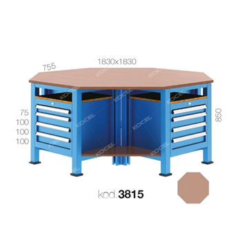 16 ÇEKMECELİ SEKİZGEN ÇALIŞMA TEZGAHI