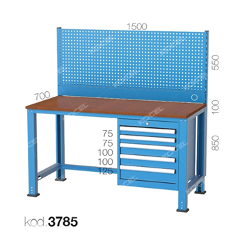 5 ÇEKMECELİ, ASKI PANOLU ORTA TİP ÇALIŞMA TEZGAHI